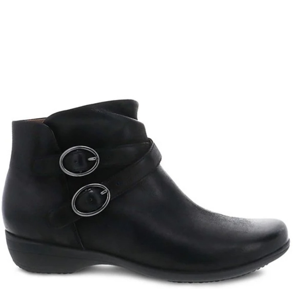 Dansko Faithe Black Leather Buckle Ankle Boots Women's Size 11.5 $190